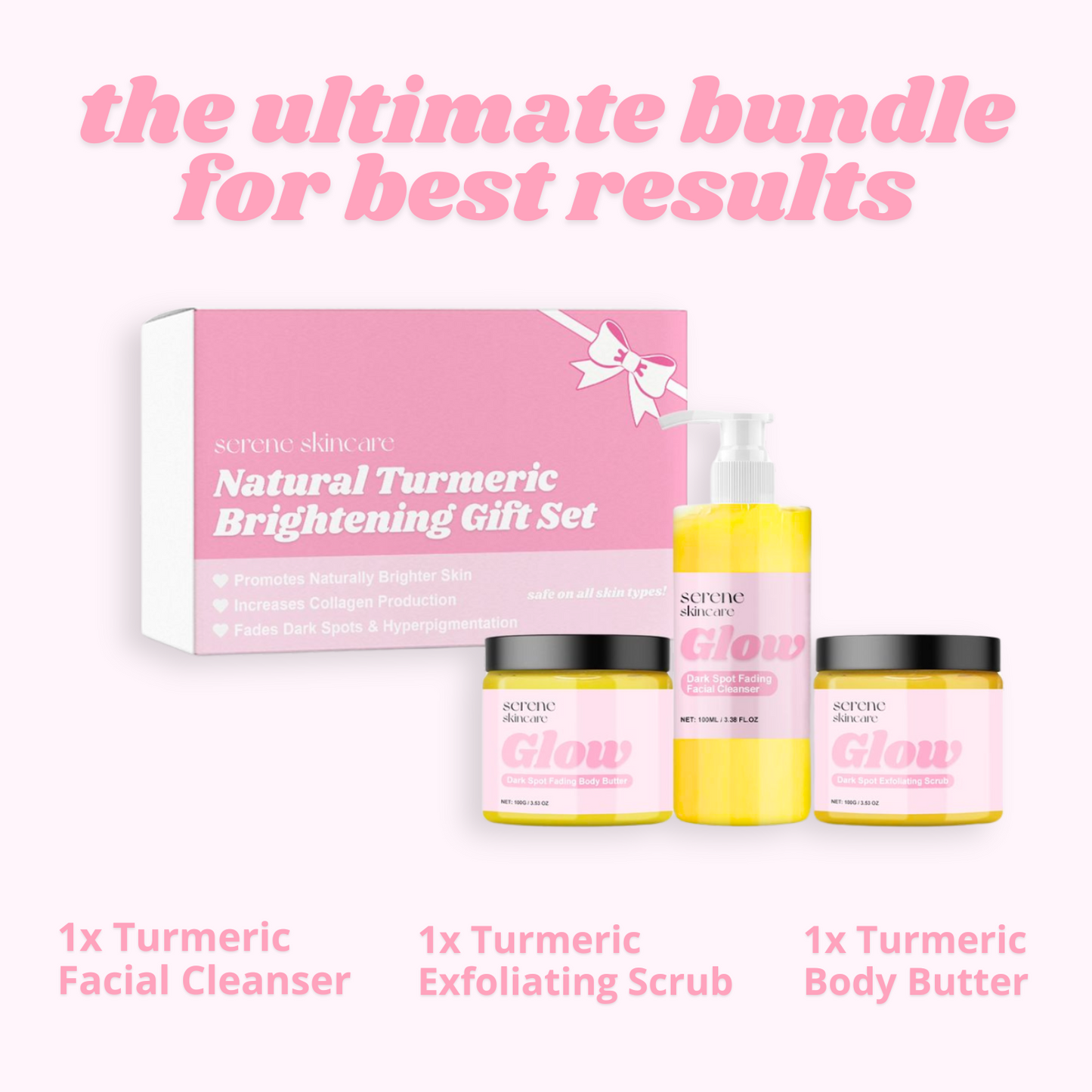Turmeric Face Wash + Exfoliating Scrub + Body Butter Set